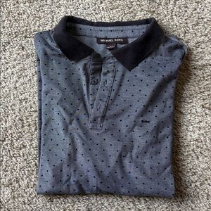 Michael Kors Gray and Blue Patterned Polo Shirt